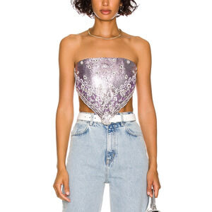 Retrofete Milos Embellished Beaded Metallic Top NWT